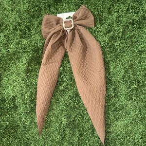 BOWS 4 LYME! 🎀💚 Chic Quilted Brown Hair Bow Clip with Gold Rhinestone Buckle